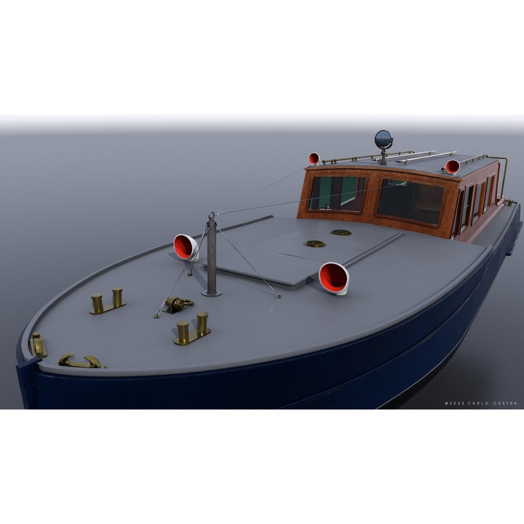 WW2 Italian 10m Motorboat 3D Model – Low Poly Historic Watercraft, FBX - View 6