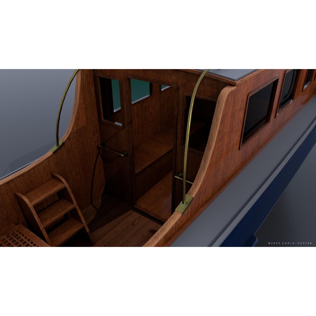 WW2 Italian 10m Motorboat 3D Model – Low Poly Historic Watercraft, FBX - View 9