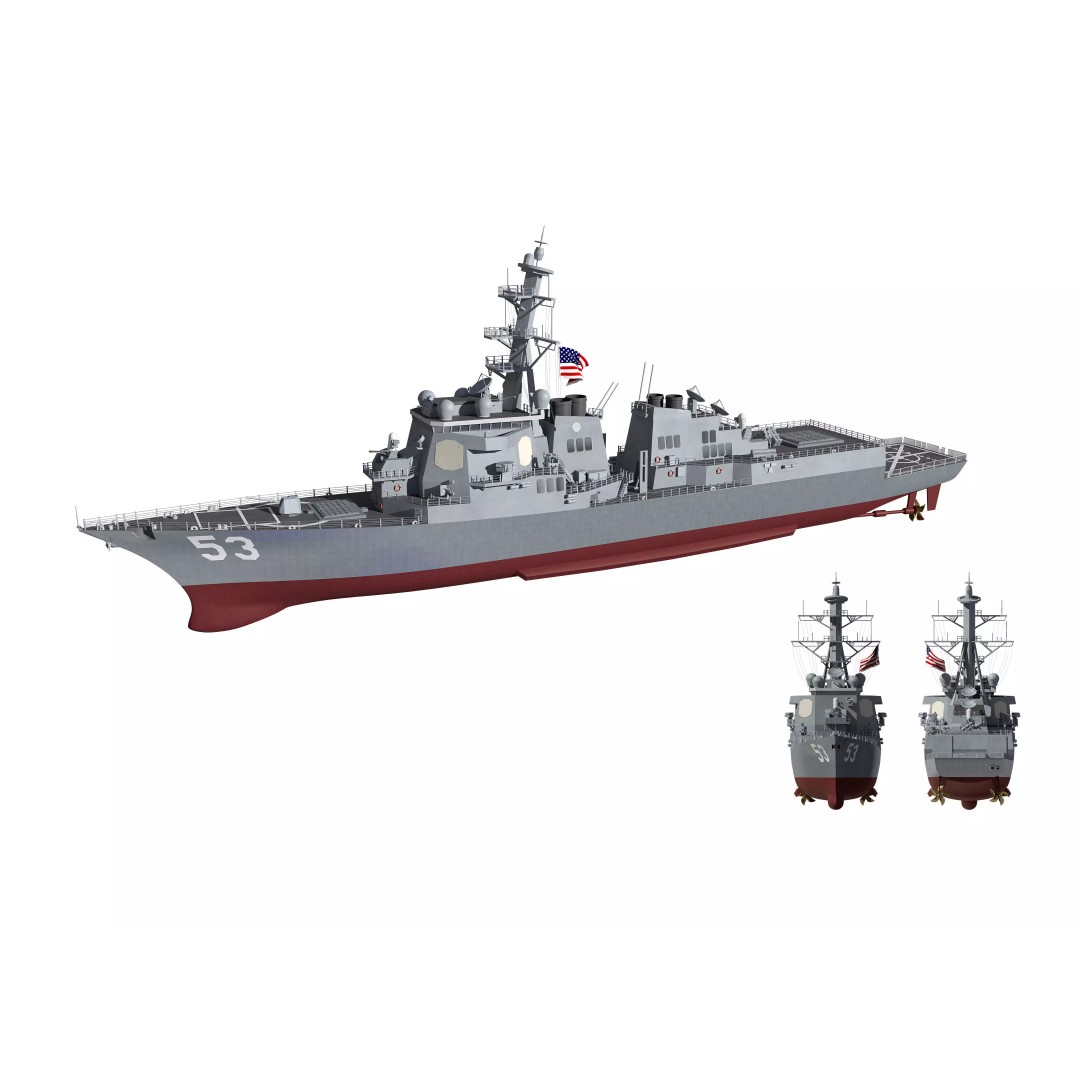 Arleigh Burke Class Destroyer 3D Model – High Poly Military Ship, FBX, OBJ - View 2