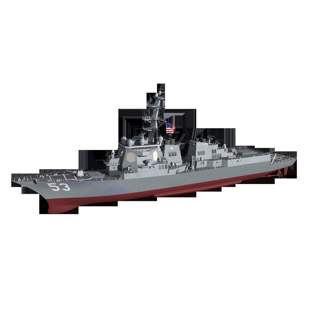 Arleigh Burke Class Destroyer 3D Model – High Poly Military Ship, FBX, OBJ - View 3