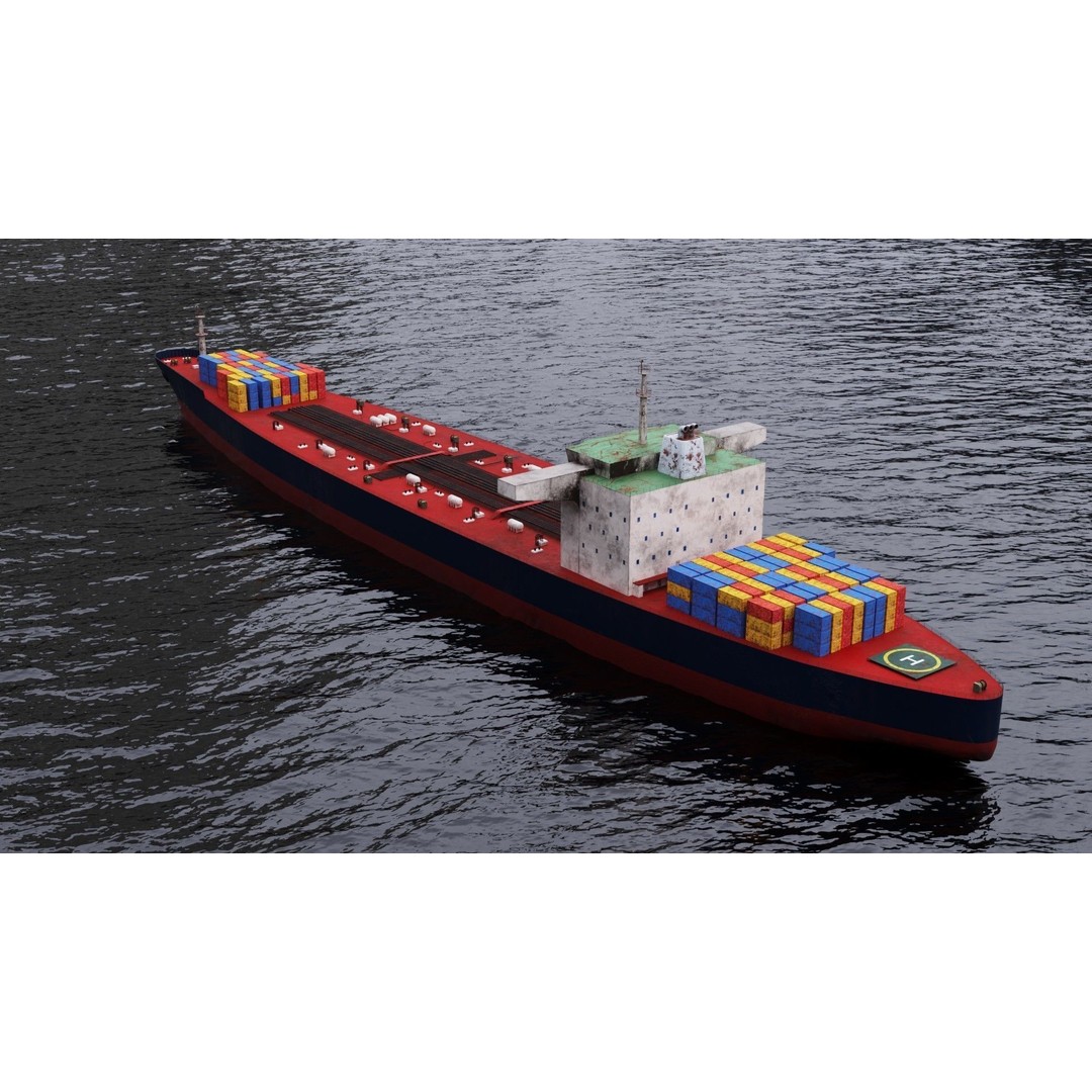 Oil Tanker 3D Model – Low Poly PBR Ship Asset for Games - View 7