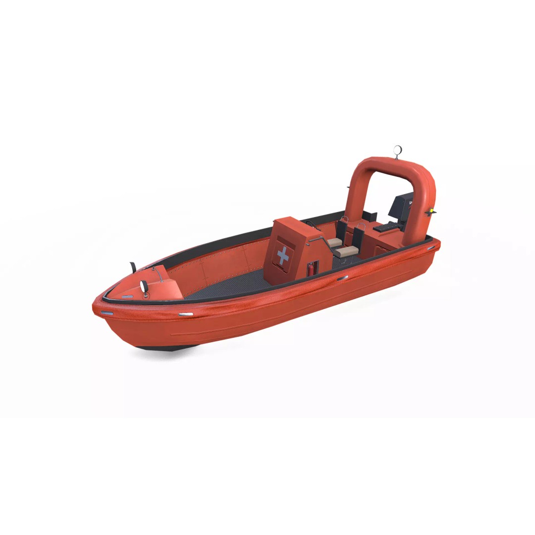 Fast Rescue Boat 3D Model – Low Poly PBR Game Asset, FBX - View 2
