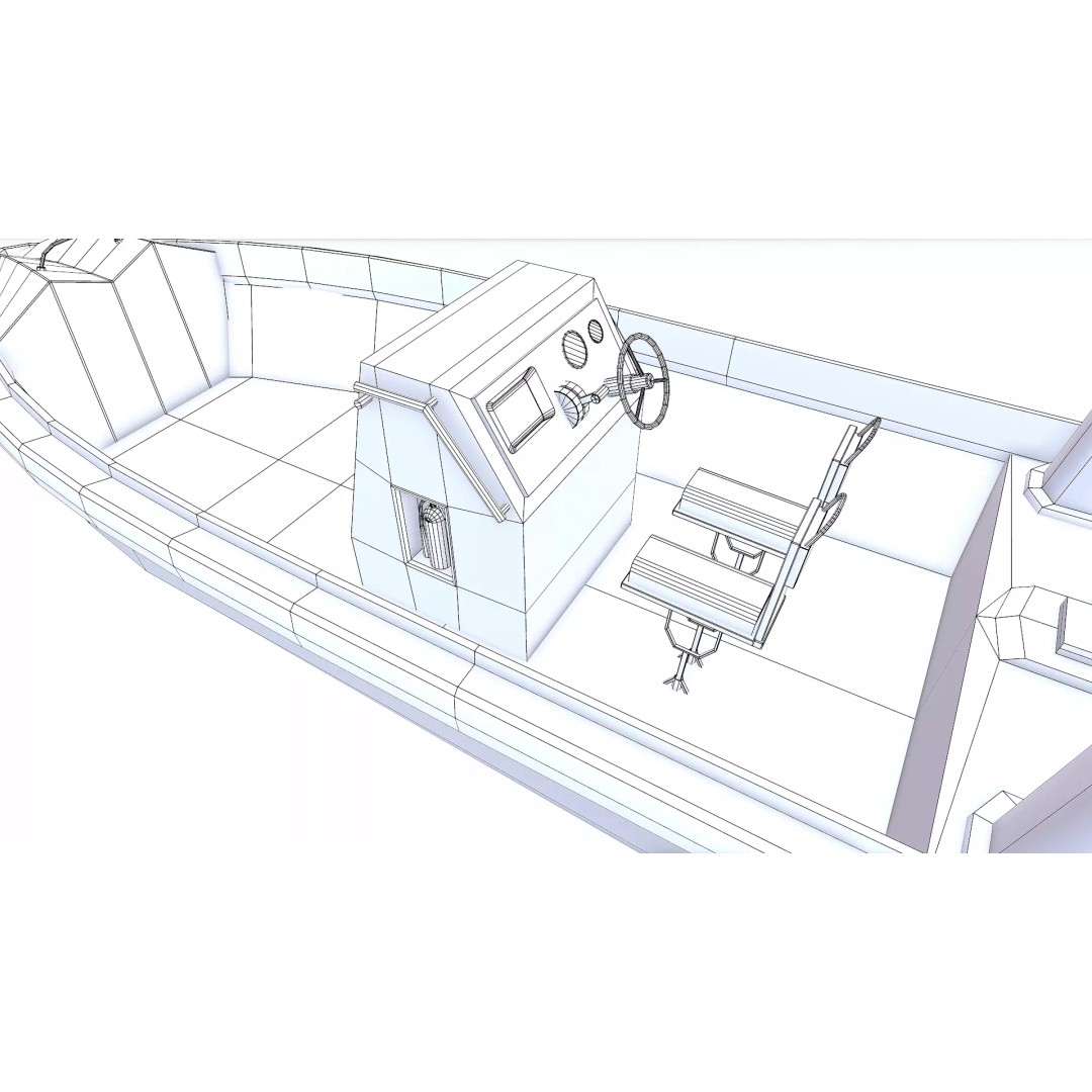 Fast Rescue Boat 3D Model – Low Poly PBR Game Asset, FBX - View 28