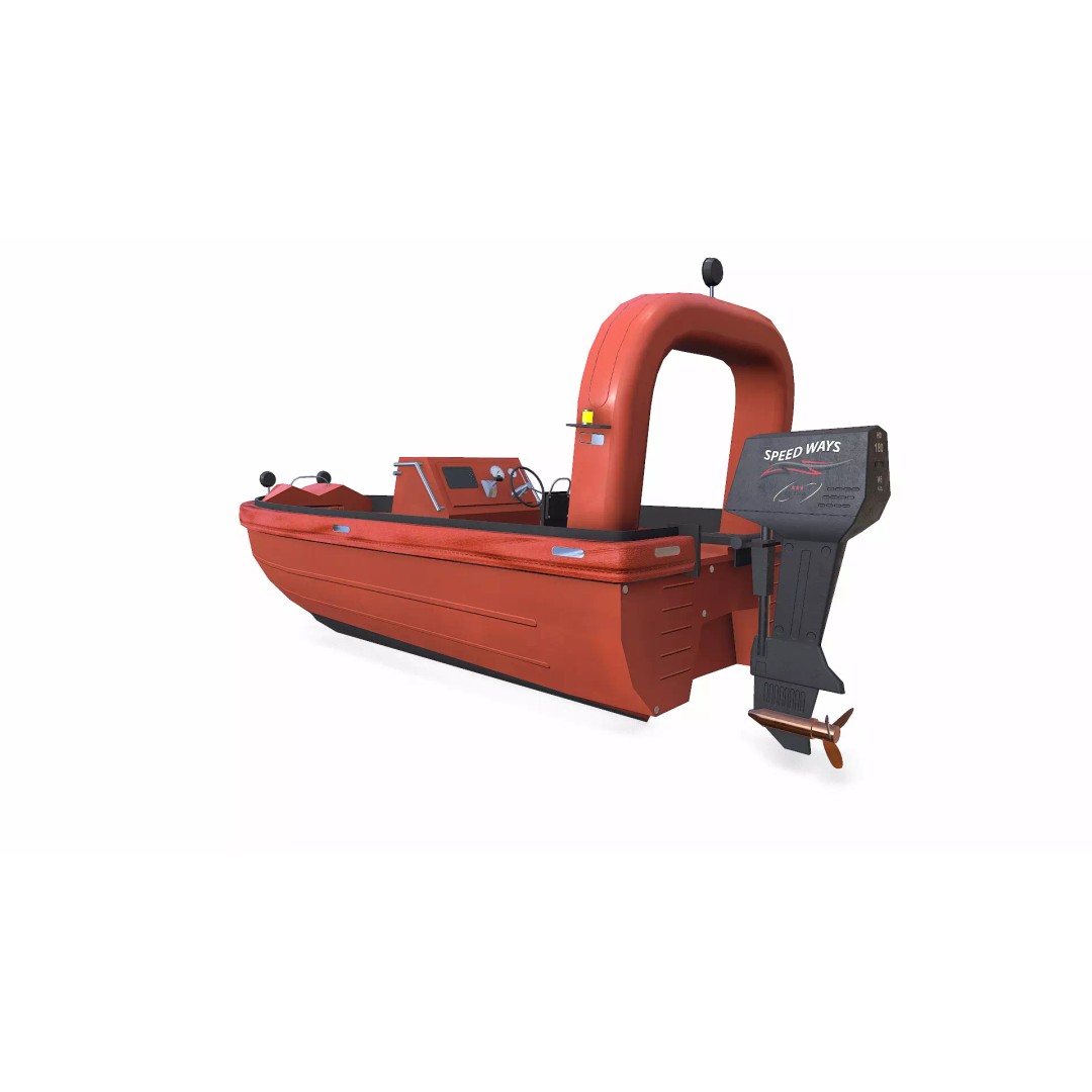 Fast Rescue Boat 3D Model – Low Poly PBR Game Asset, FBX - View 6