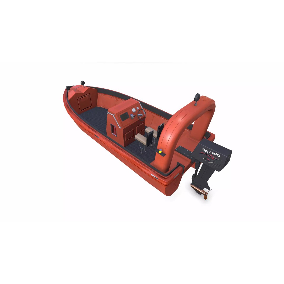 Fast Rescue Boat 3D Model – Low Poly PBR Game Asset, FBX - View 7