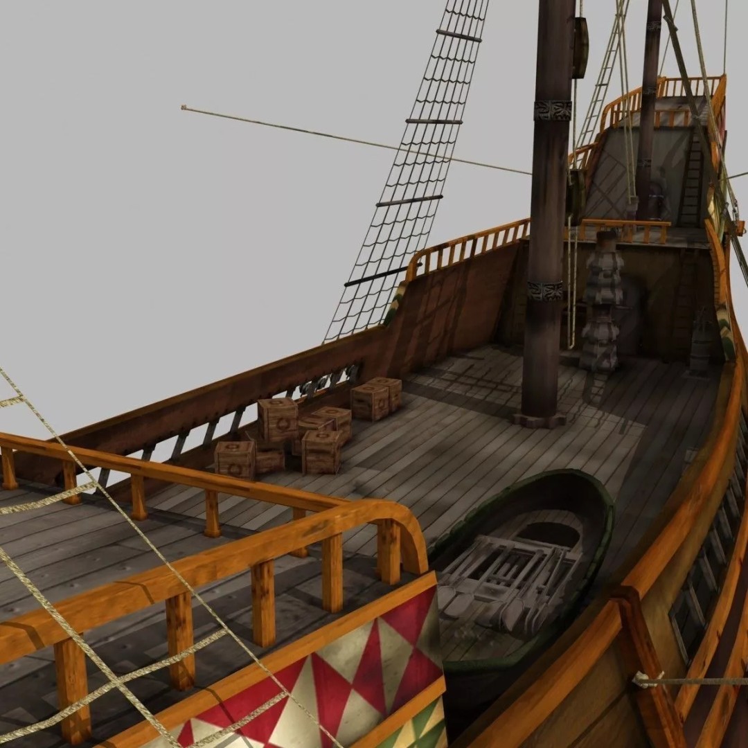 Mayflower 3D Model – Historic Sailing Ship, FBX, OBJ - View 11