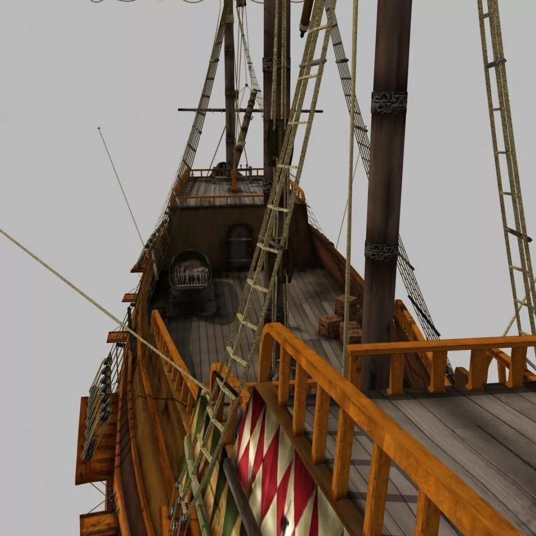 Mayflower 3D Model – Historic Sailing Ship, FBX, OBJ - View 12