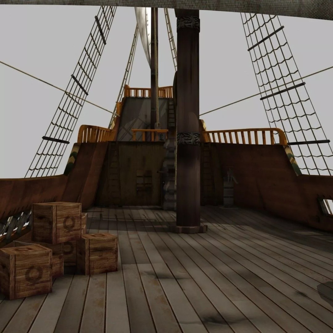 Mayflower 3D Model – Historic Sailing Ship, FBX, OBJ - View 13