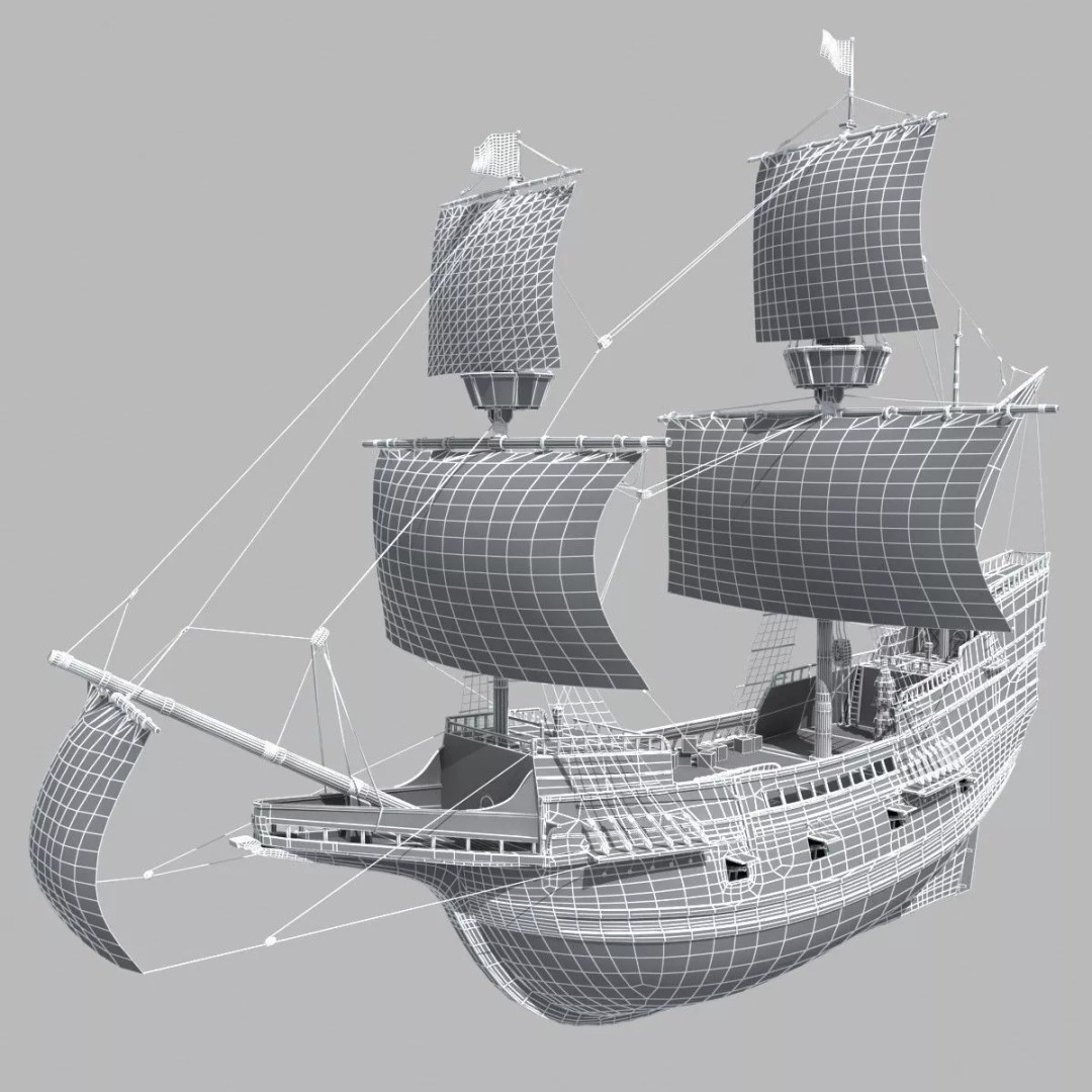 Mayflower 3D Model – Historic Sailing Ship, FBX, OBJ - View 14