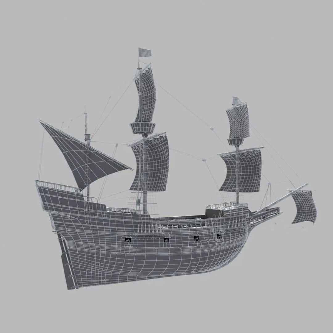 Mayflower 3D Model – Historic Sailing Ship, FBX, OBJ - View 15