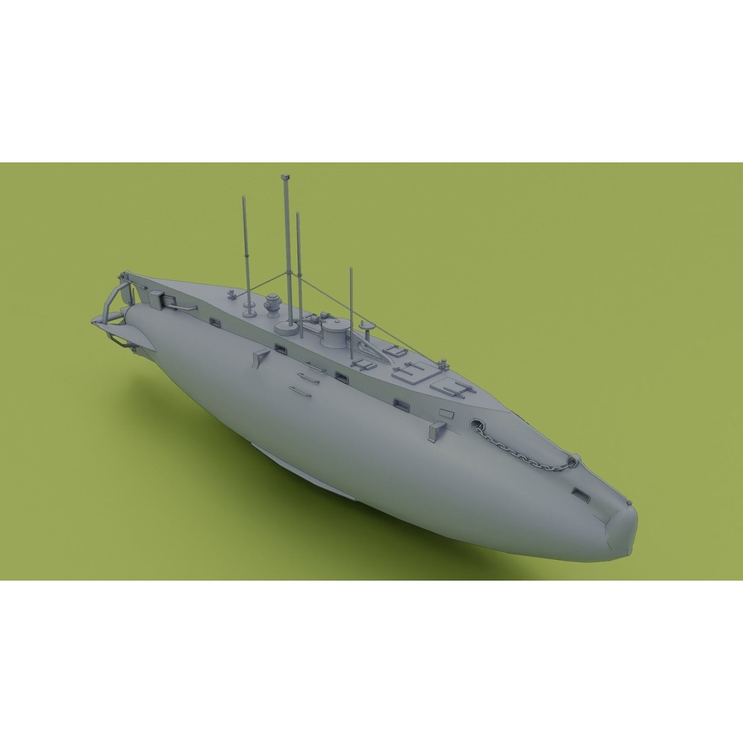 HMS Holland 3D Model – Low Poly Submarine, PBR Textures, FBX