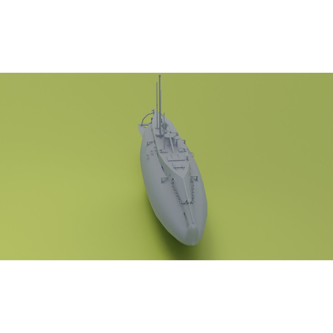 HMS Holland 3D Model – Low Poly Submarine, PBR Textures, FBX - View 11