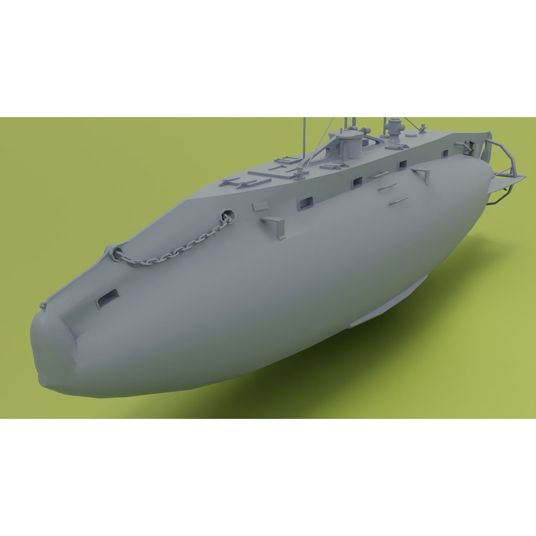 HMS Holland 3D Model – Low Poly Submarine, PBR Textures, FBX - View 15