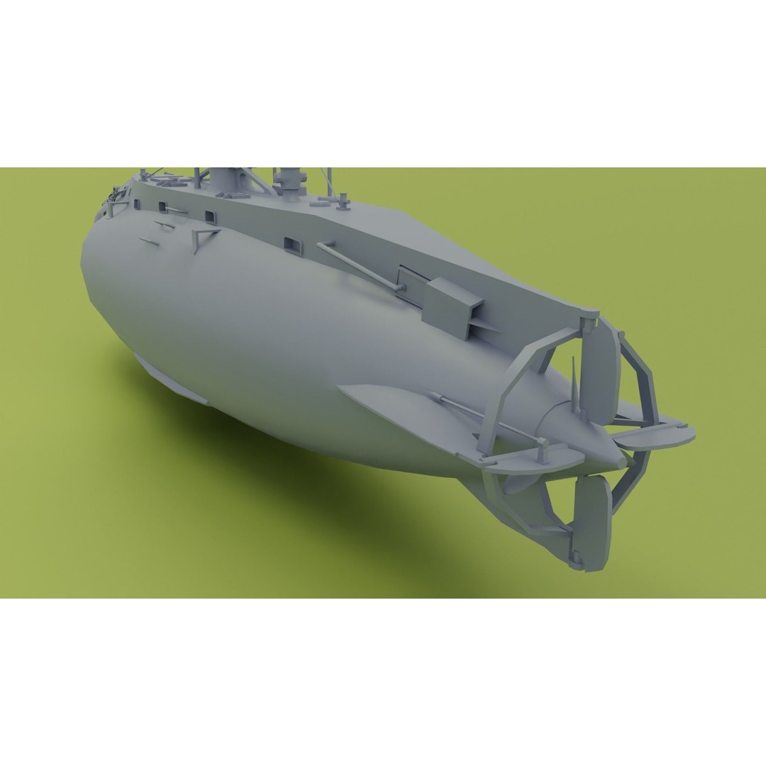 HMS Holland 3D Model – Low Poly Submarine, PBR Textures, FBX - View 16