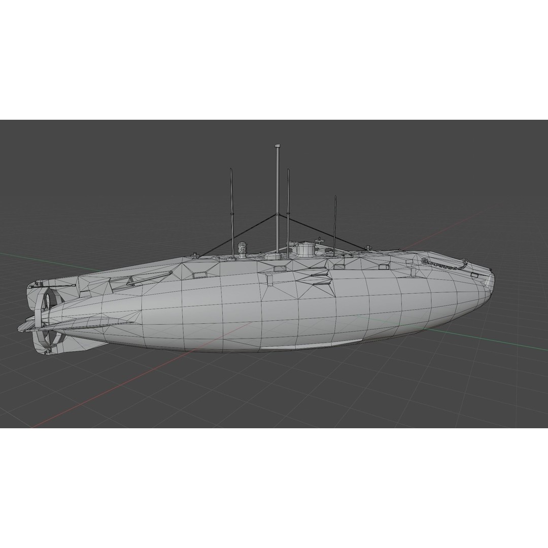 HMS Holland 3D Model – Low Poly Submarine, PBR Textures, FBX - View 19