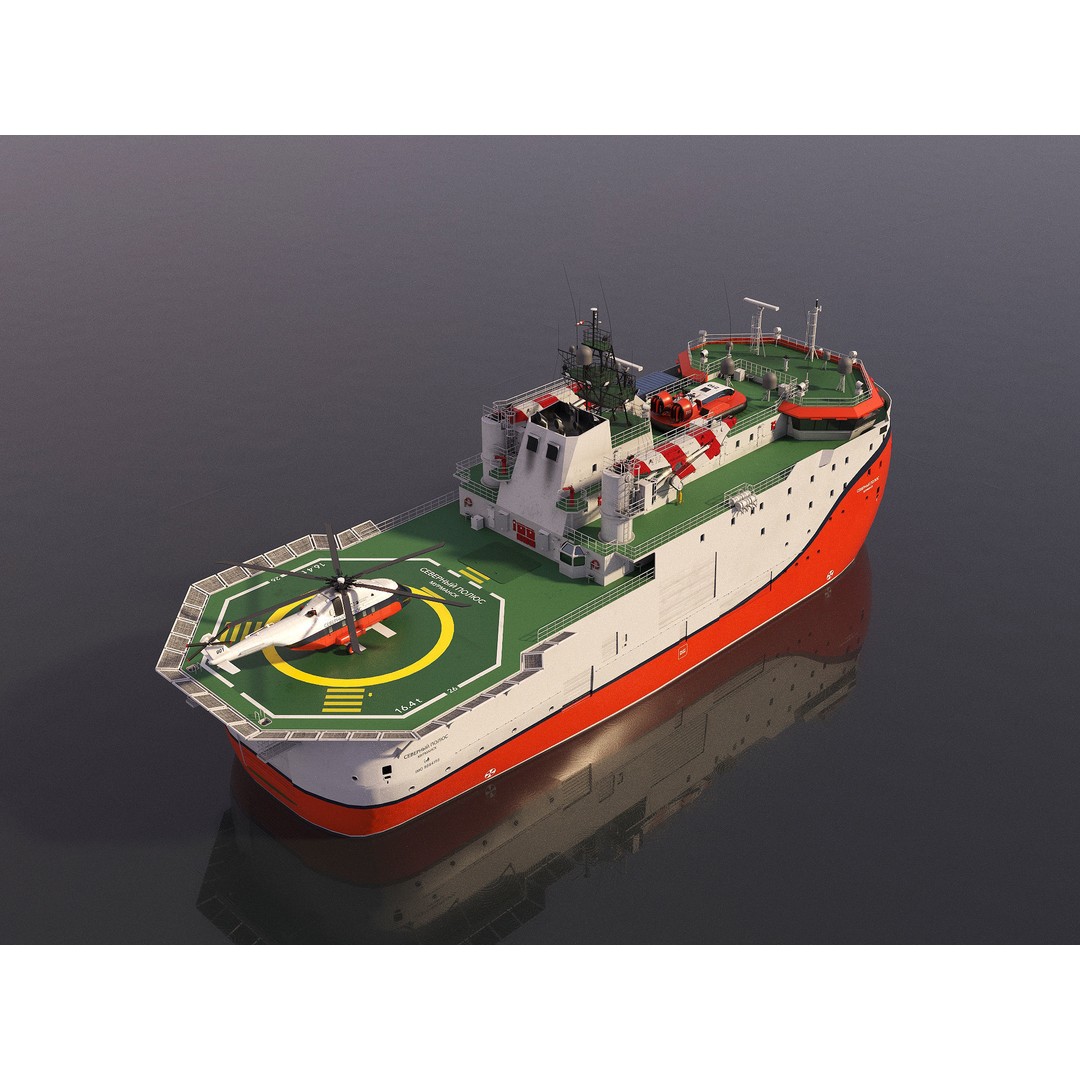 Self-Propelled Platform North Pole 3D Model – PBR Industrial Vessel, FBX