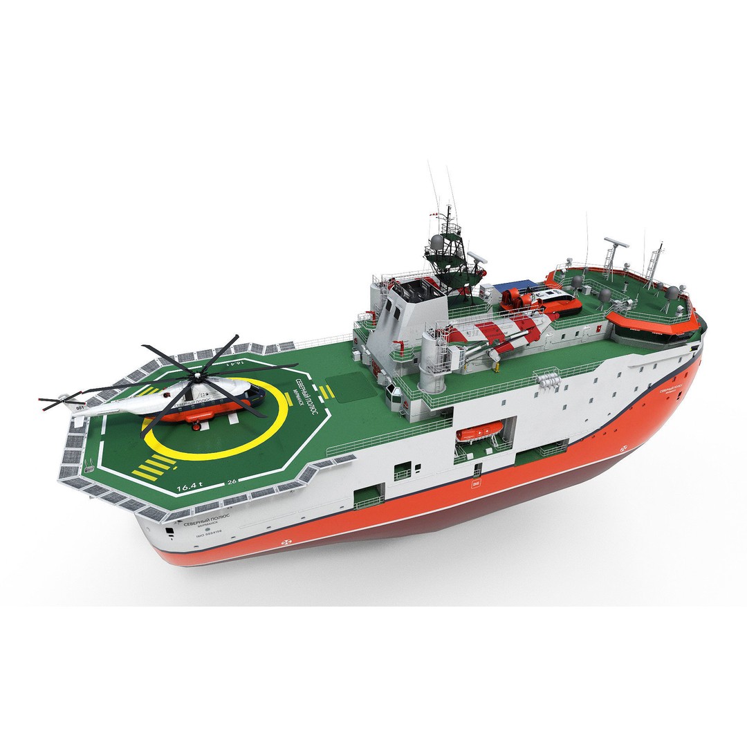 Self-Propelled Platform North Pole 3D Model – PBR Industrial Vessel, FBX - View 18