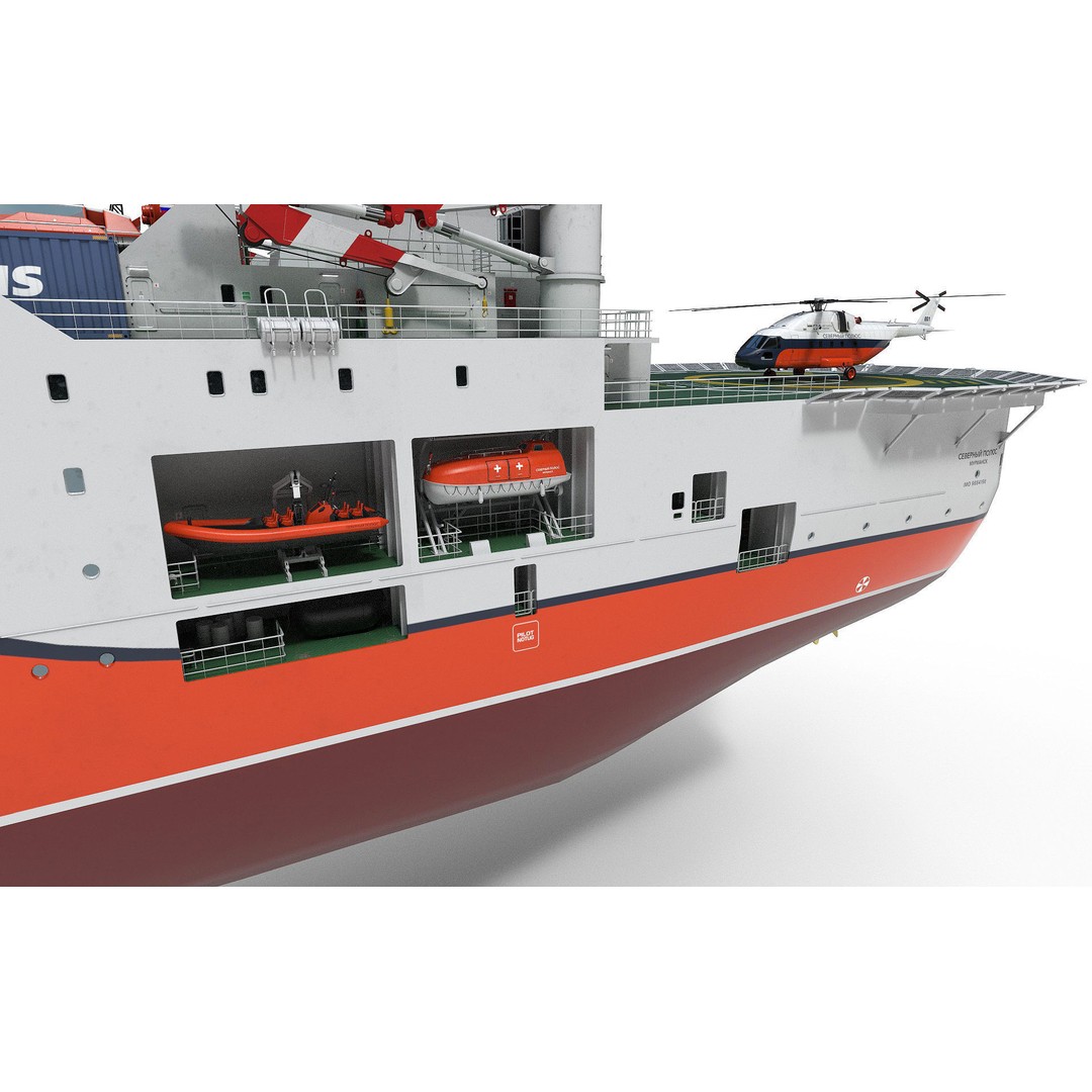 Self-Propelled Platform North Pole 3D Model – PBR Industrial Vessel, FBX - View 19