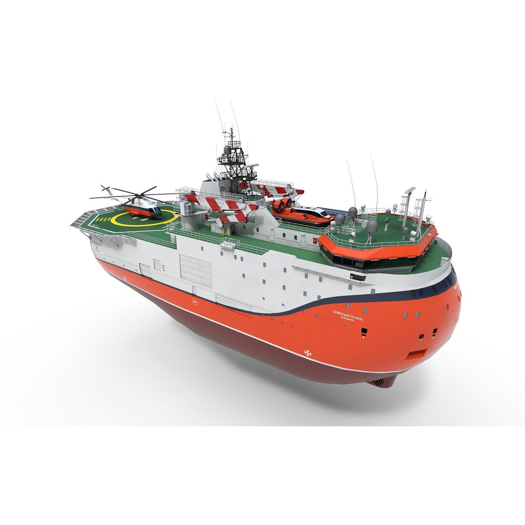 Self-Propelled Platform North Pole 3D Model – PBR Industrial Vessel, FBX - View 3