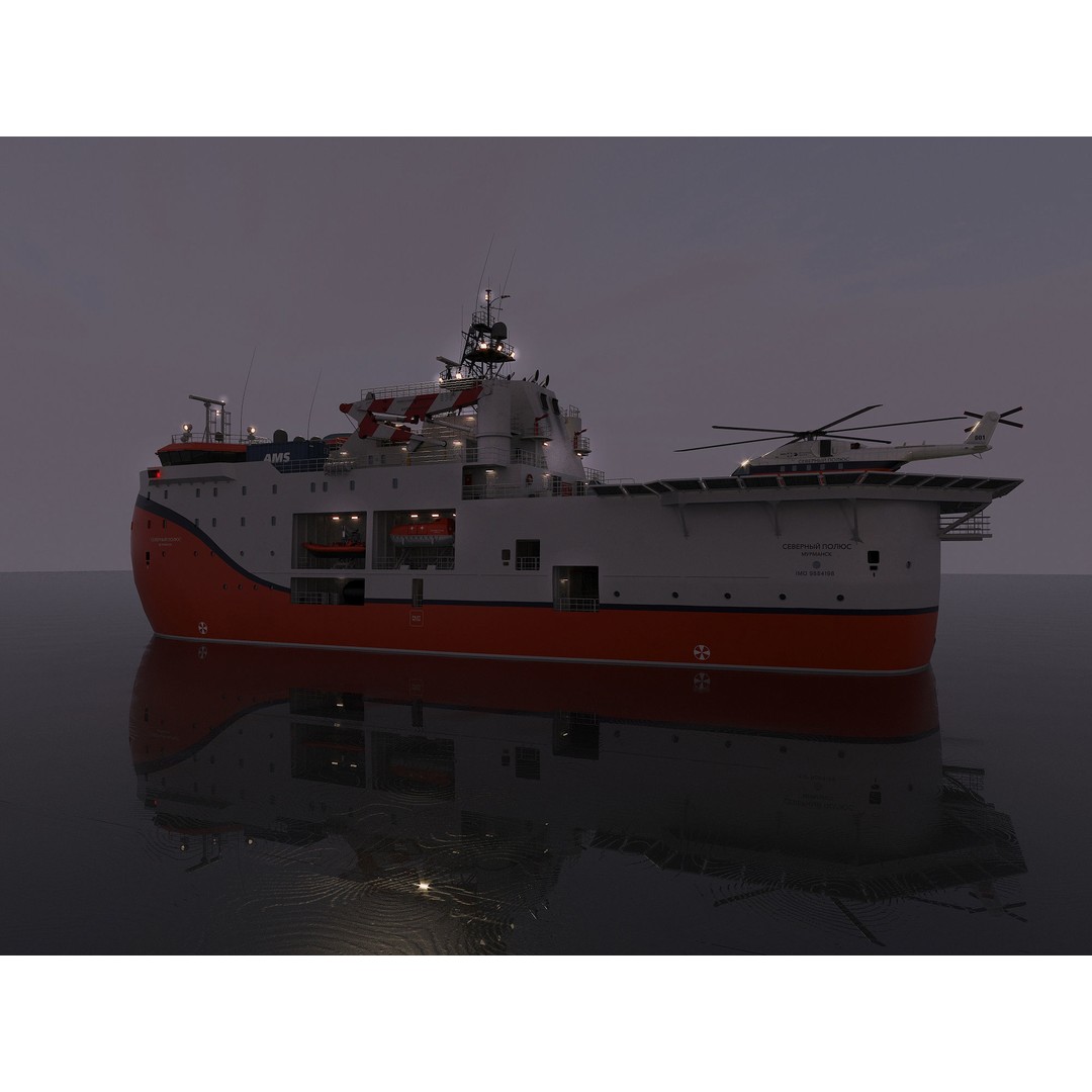 Self-Propelled Platform North Pole 3D Model – PBR Industrial Vessel, FBX - View 8