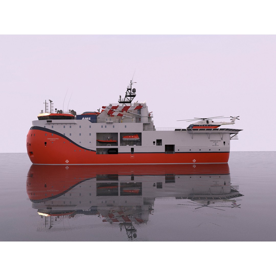 Self-Propelled Platform North Pole 3D Model – PBR Industrial Vessel, FBX - View 9