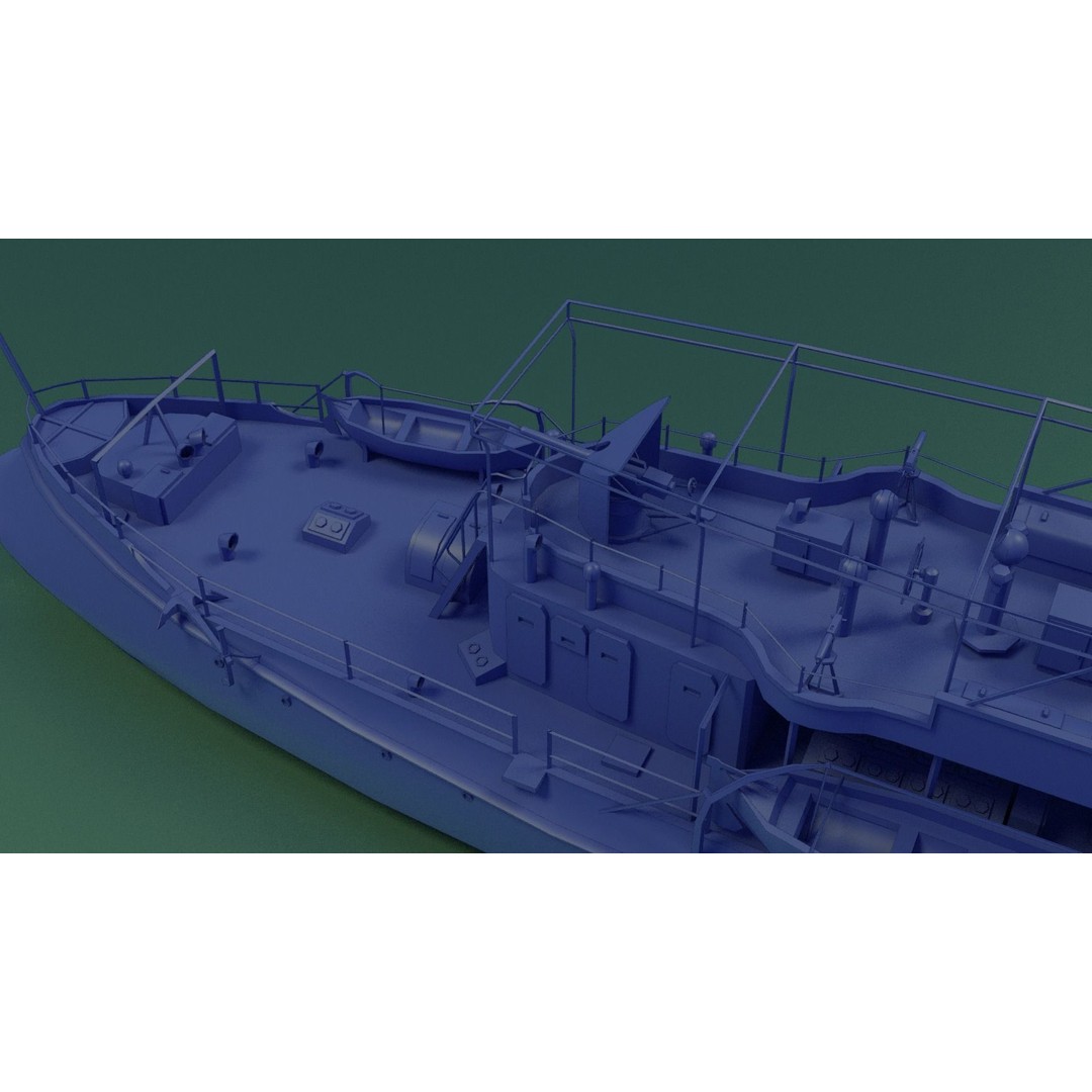 Gunboat SMS Tsingtau 3D Model – Historical Naval Vessel, Blender, FBX - View 16