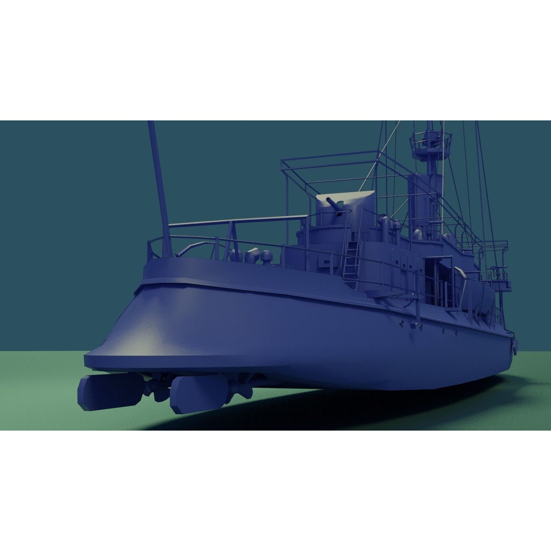 Gunboat SMS Tsingtau 3D Model – Historical Naval Vessel, Blender, FBX - View 18