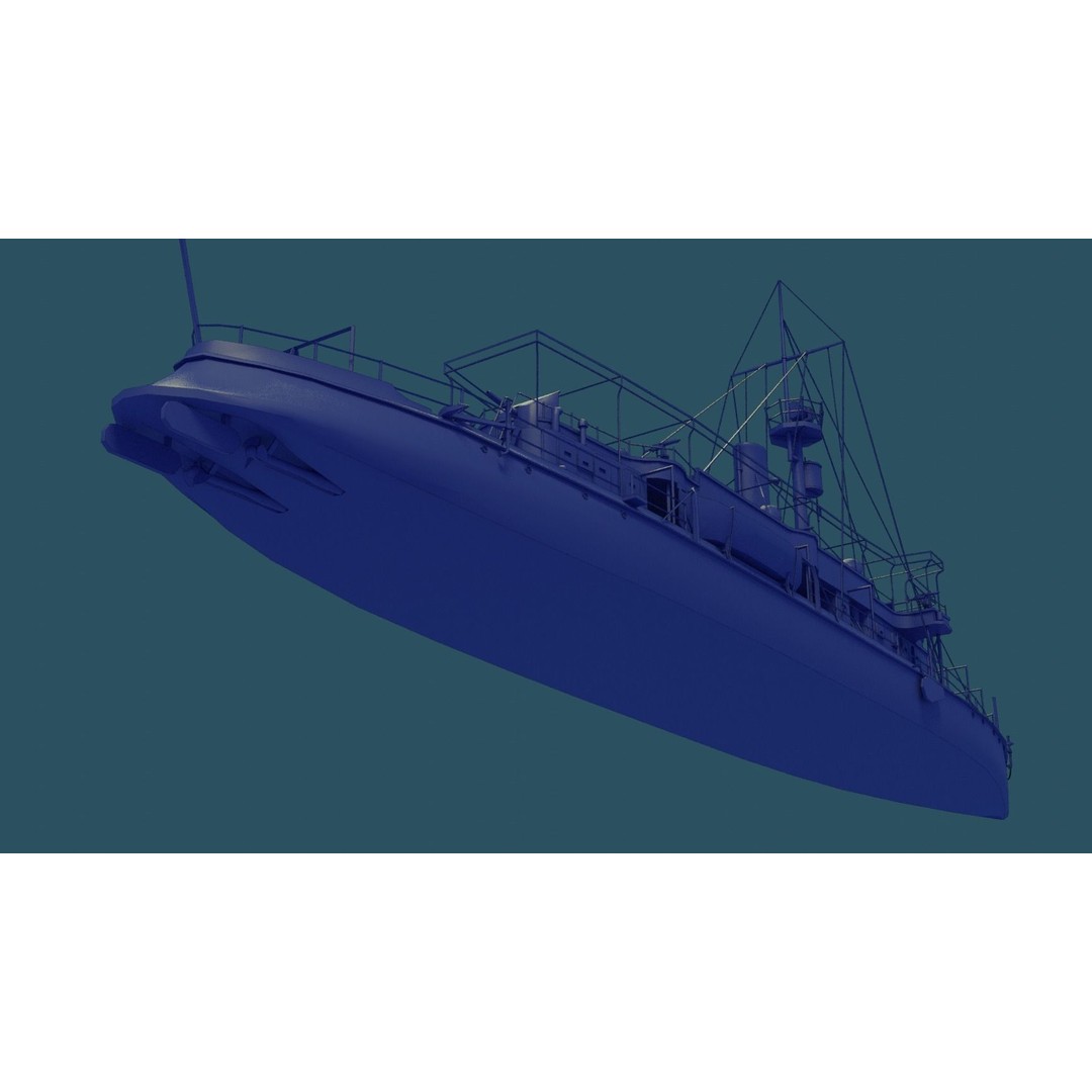 Gunboat SMS Tsingtau 3D Model – Historical Naval Vessel, Blender, FBX - View 19