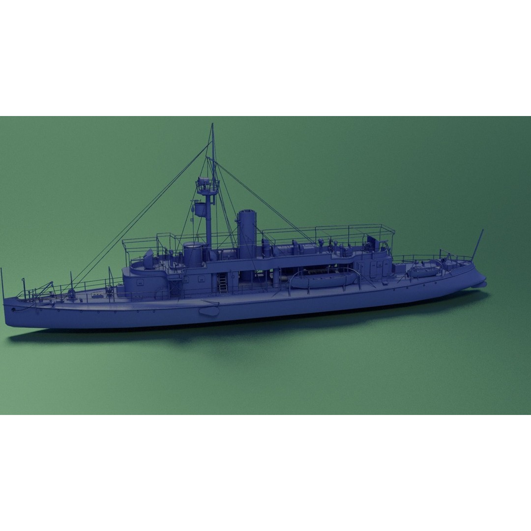 Gunboat SMS Tsingtau 3D Model – Historical Naval Vessel, Blender, FBX - View 5