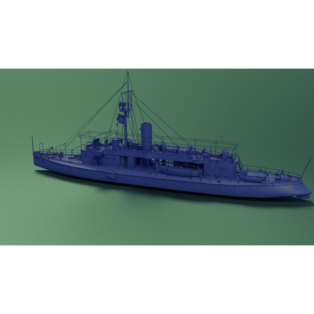 Gunboat SMS Tsingtau 3D Model – Historical Naval Vessel, Blender, FBX - View 6
