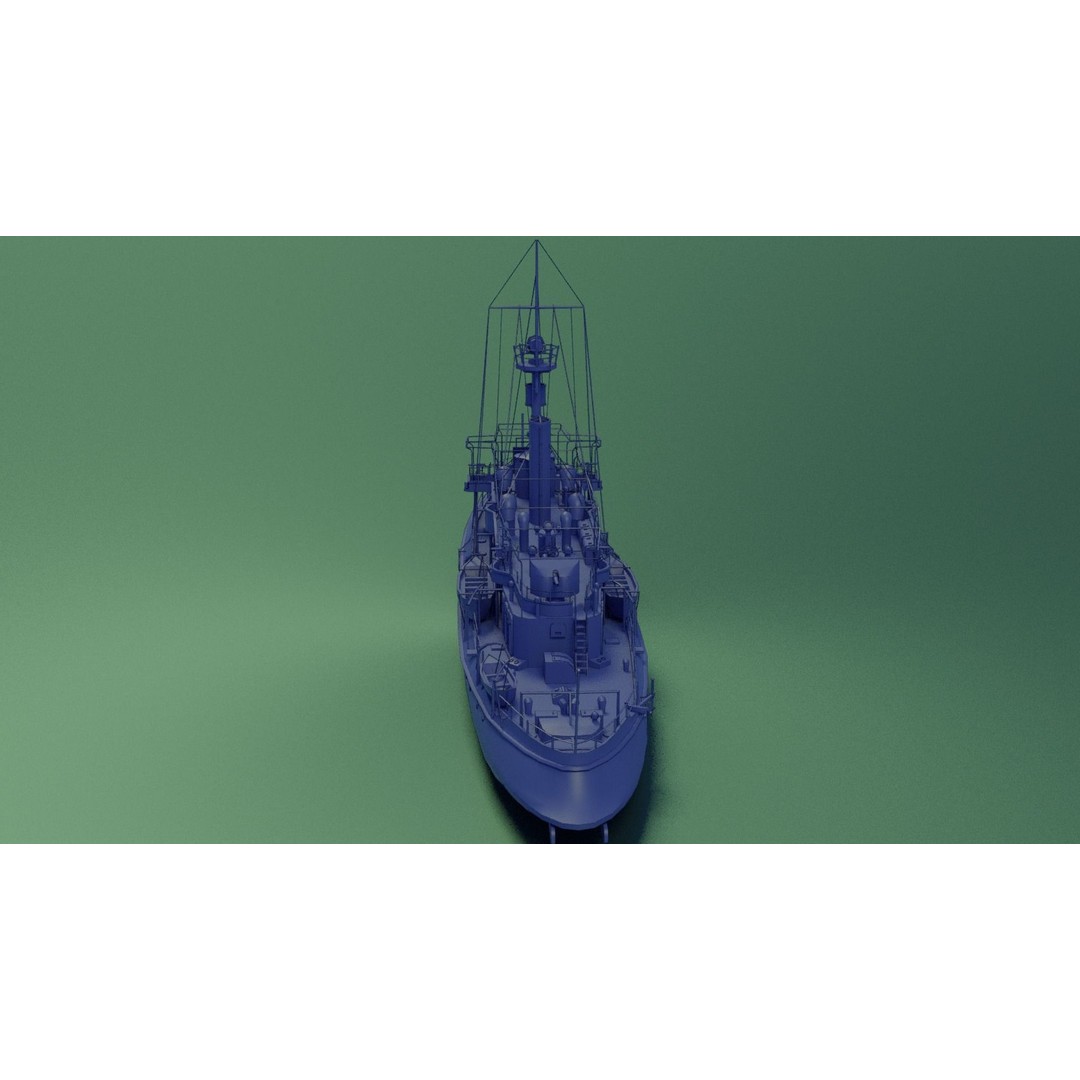 Gunboat SMS Tsingtau 3D Model – Historical Naval Vessel, Blender, FBX - View 8