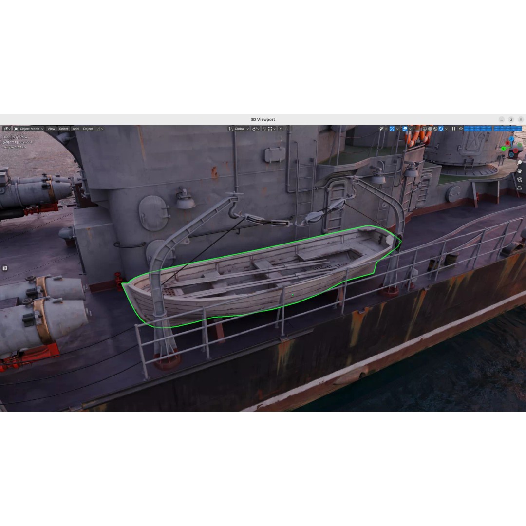 Lifeboat 3D Model – Low Poly Game-Ready Asset, FBX - View 2