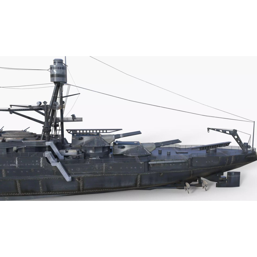 USS Arizona BB-39 Battleship 3D Model – Low Poly Game Ready, FBX - View 10