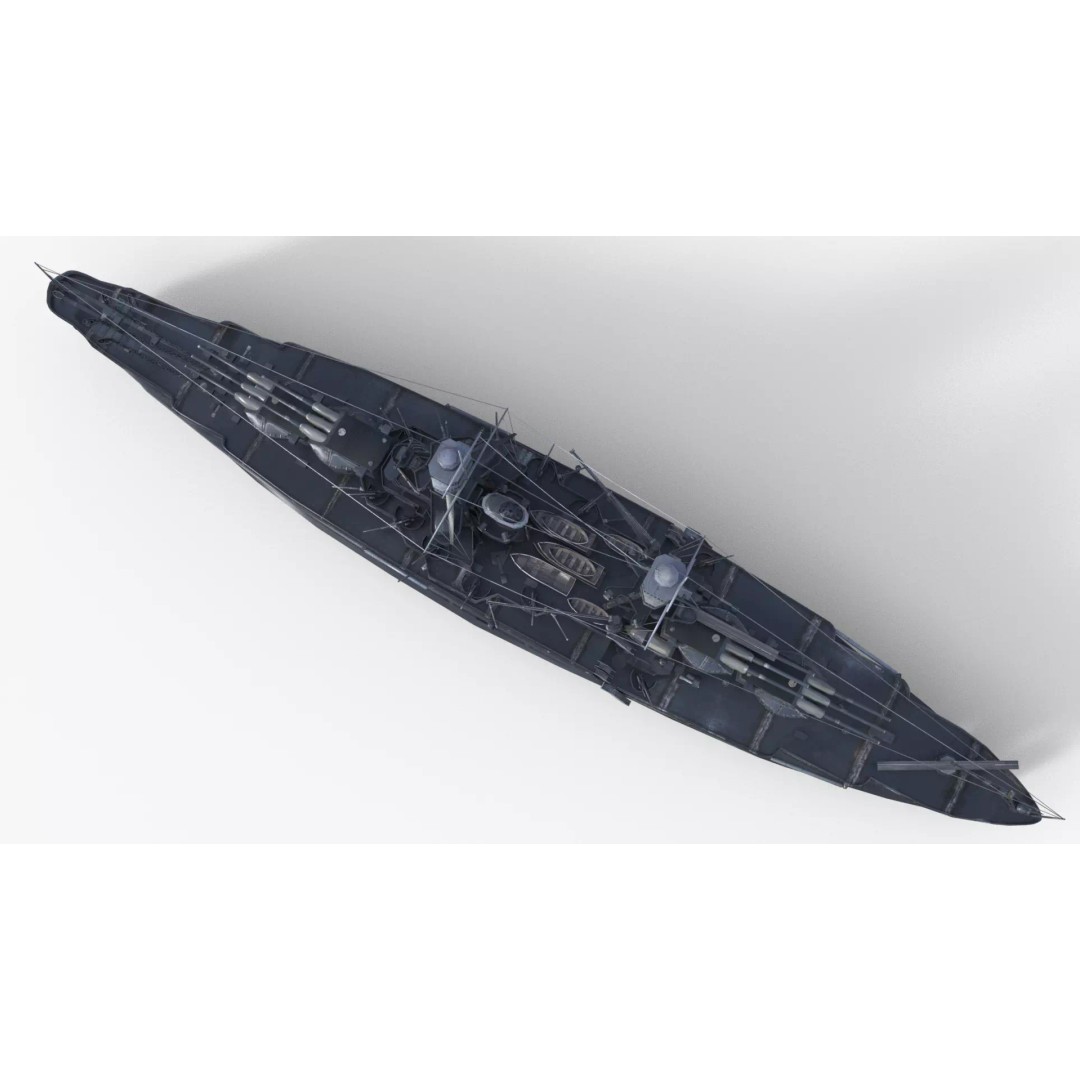 USS Arizona BB-39 Battleship 3D Model – Low Poly Game Ready, FBX - View 12