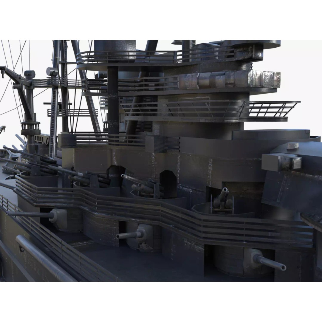 USS Arizona BB-39 Battleship 3D Model – Low Poly Game Ready, FBX - View 13