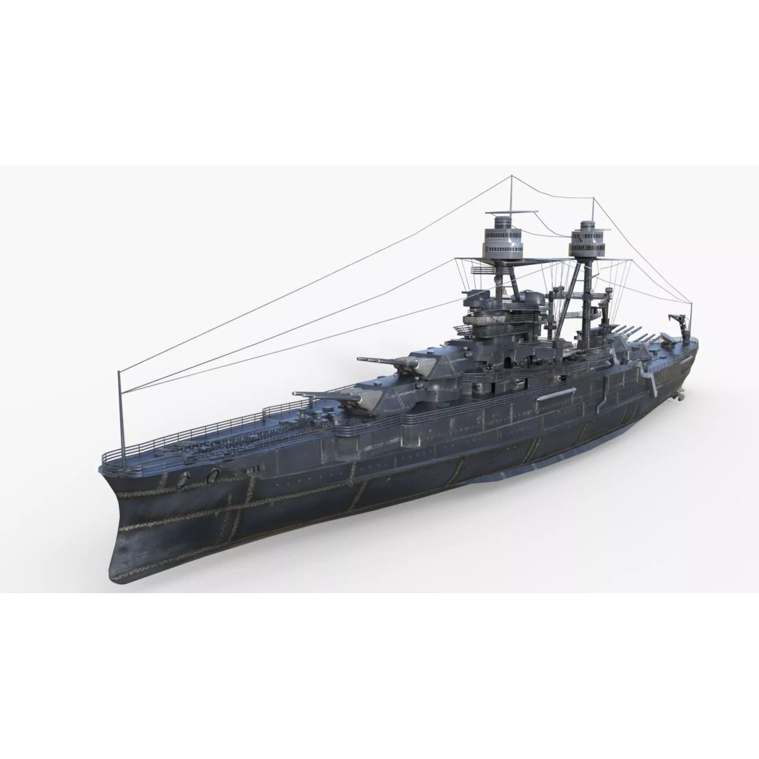 USS Arizona BB-39 Battleship 3D Model – Low Poly Game Ready, FBX - View 14
