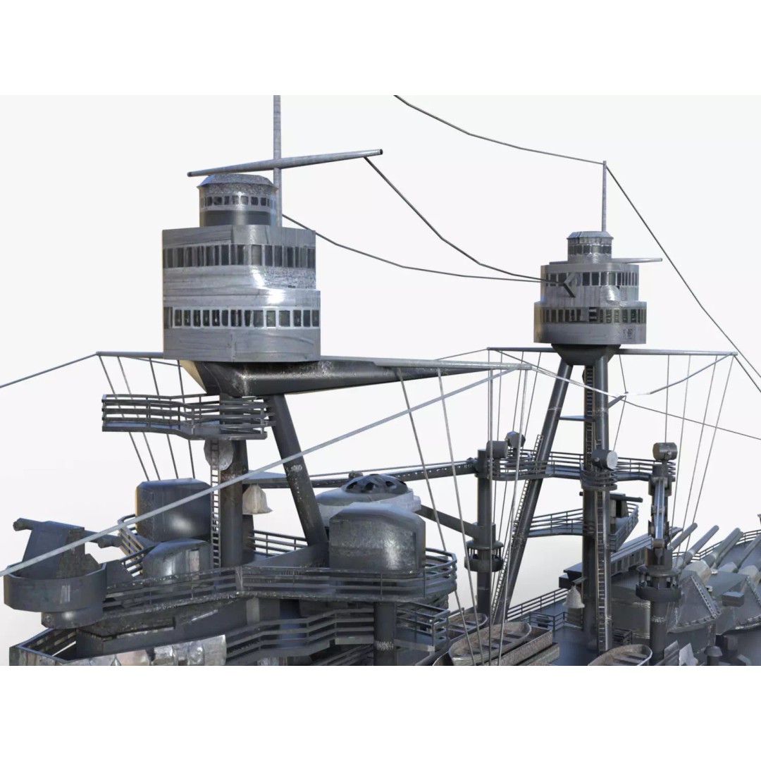 USS Arizona BB-39 Battleship 3D Model – Low Poly Game Ready, FBX - View 16