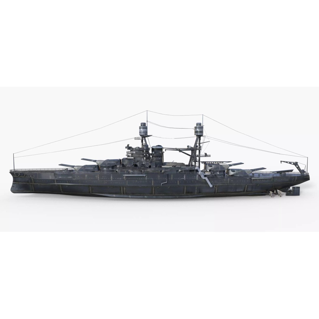 USS Arizona BB-39 Battleship 3D Model – Low Poly Game Ready, FBX - View 17