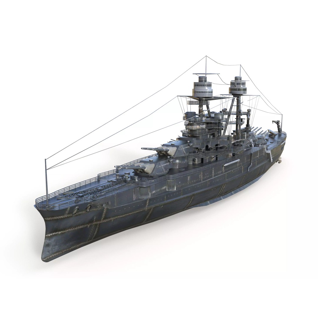 USS Arizona BB-39 Battleship 3D Model – Low Poly Game Ready, FBX - View 2