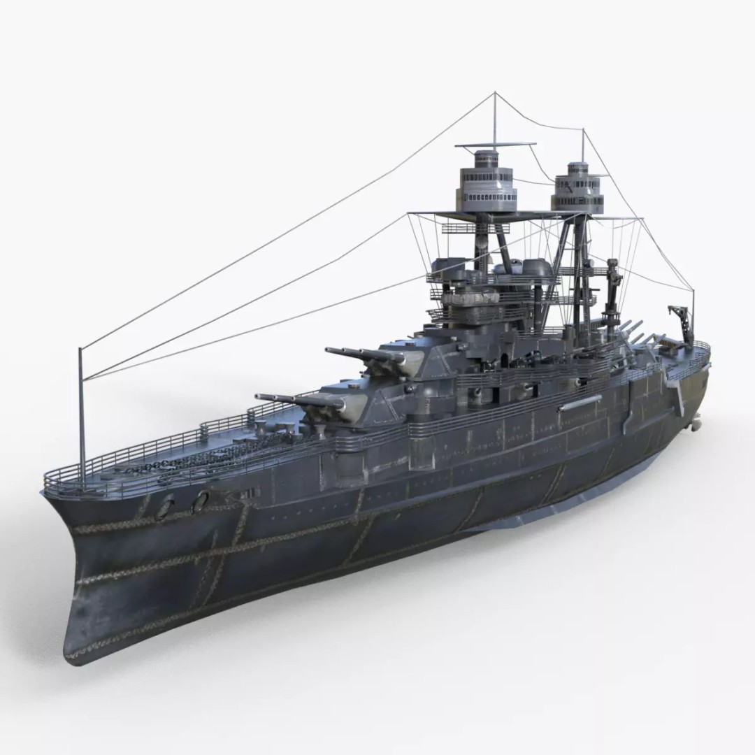 USS Arizona BB-39 Battleship 3D Model – Low Poly Game Ready, FBX - View 21