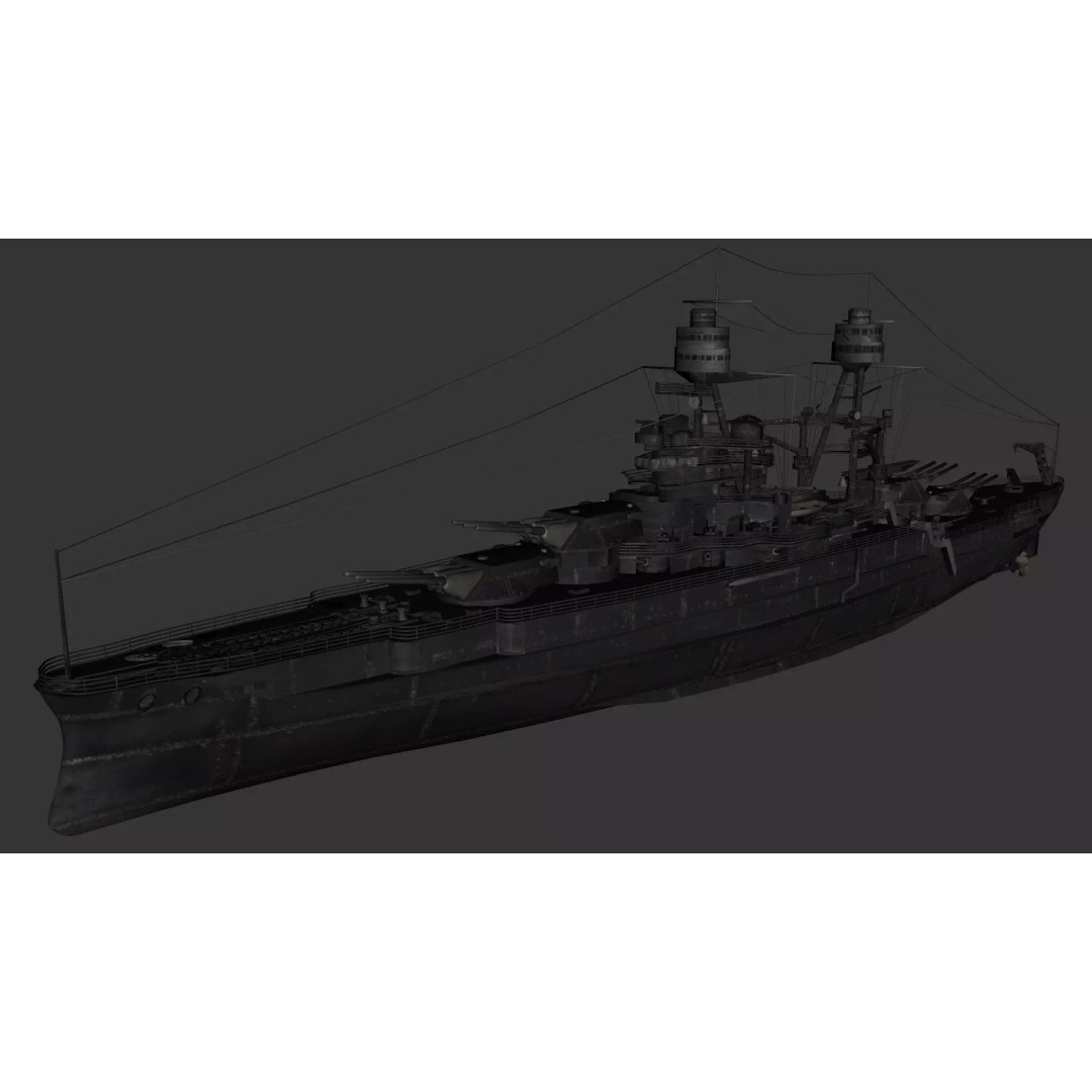 USS Arizona BB-39 Battleship 3D Model – Low Poly Game Ready, FBX - View 22