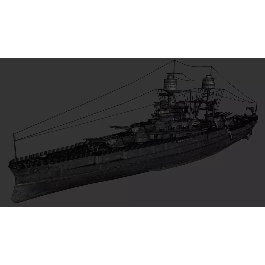 USS Arizona BB-39 Battleship 3D Model – Low Poly Game Ready, FBX - View 23