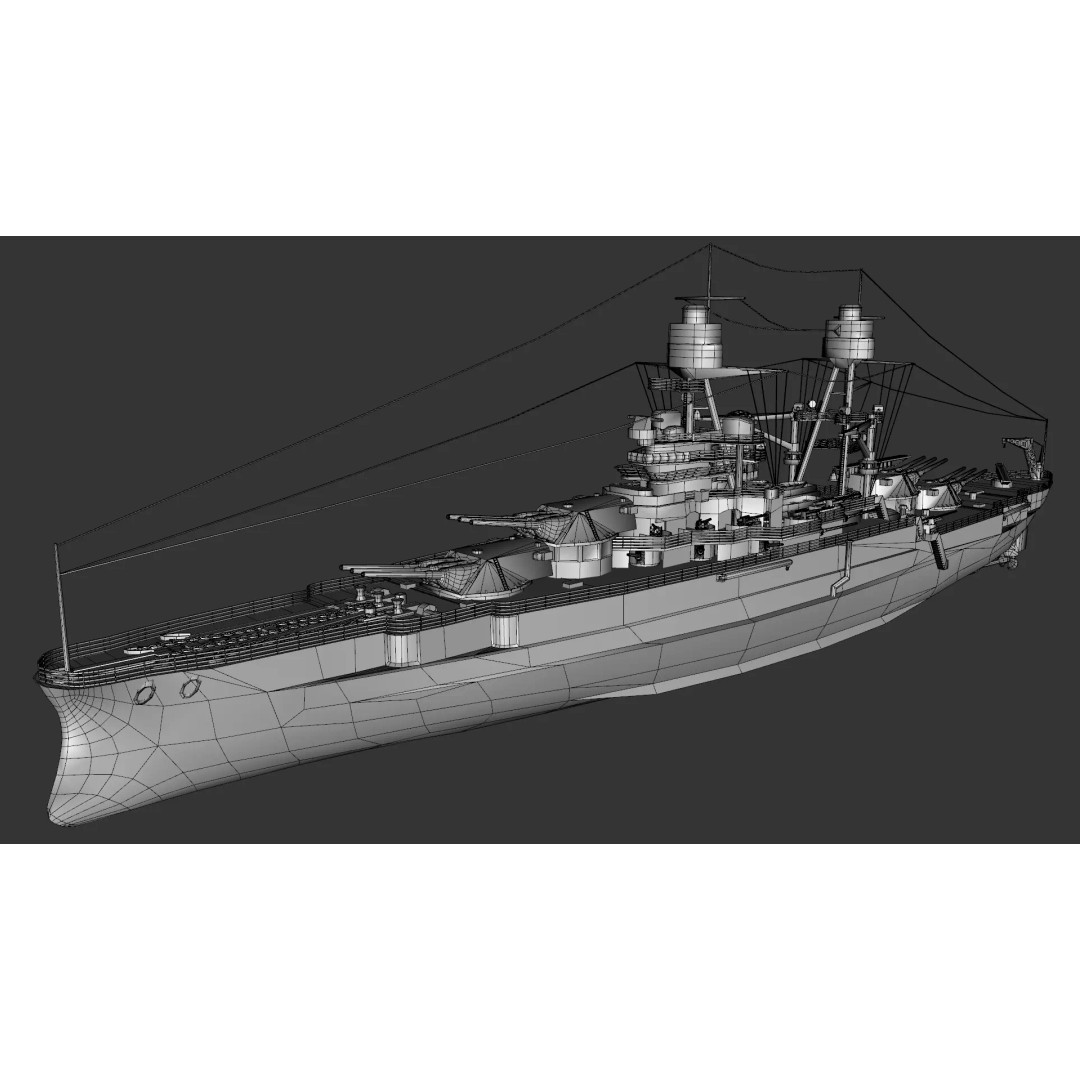USS Arizona BB-39 Battleship 3D Model – Low Poly Game Ready, FBX - View 25