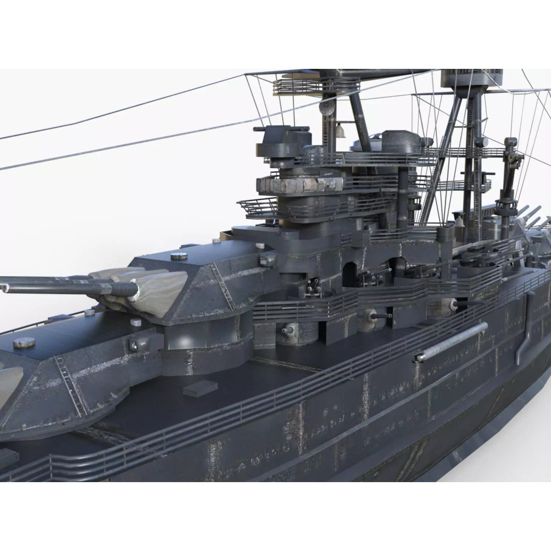 USS Arizona BB-39 Battleship 3D Model – Low Poly Game Ready, FBX - View 6