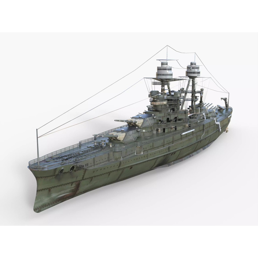 USS Arizona BB-39 Battleship 3D Model – Low Poly Game Ready, FBX - View 7