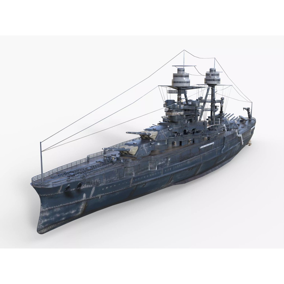 USS Arizona BB-39 Battleship 3D Model – Low Poly Game Ready, FBX - View 8