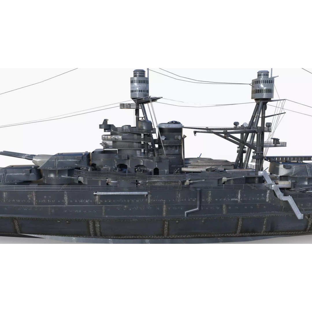 USS Arizona BB-39 Battleship 3D Model – Low Poly Game Ready, FBX - View 9