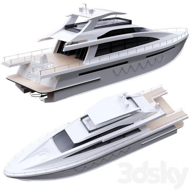 Luxury Yacht 3D Model – Modern Design, Game-Ready, FBX, OBJ