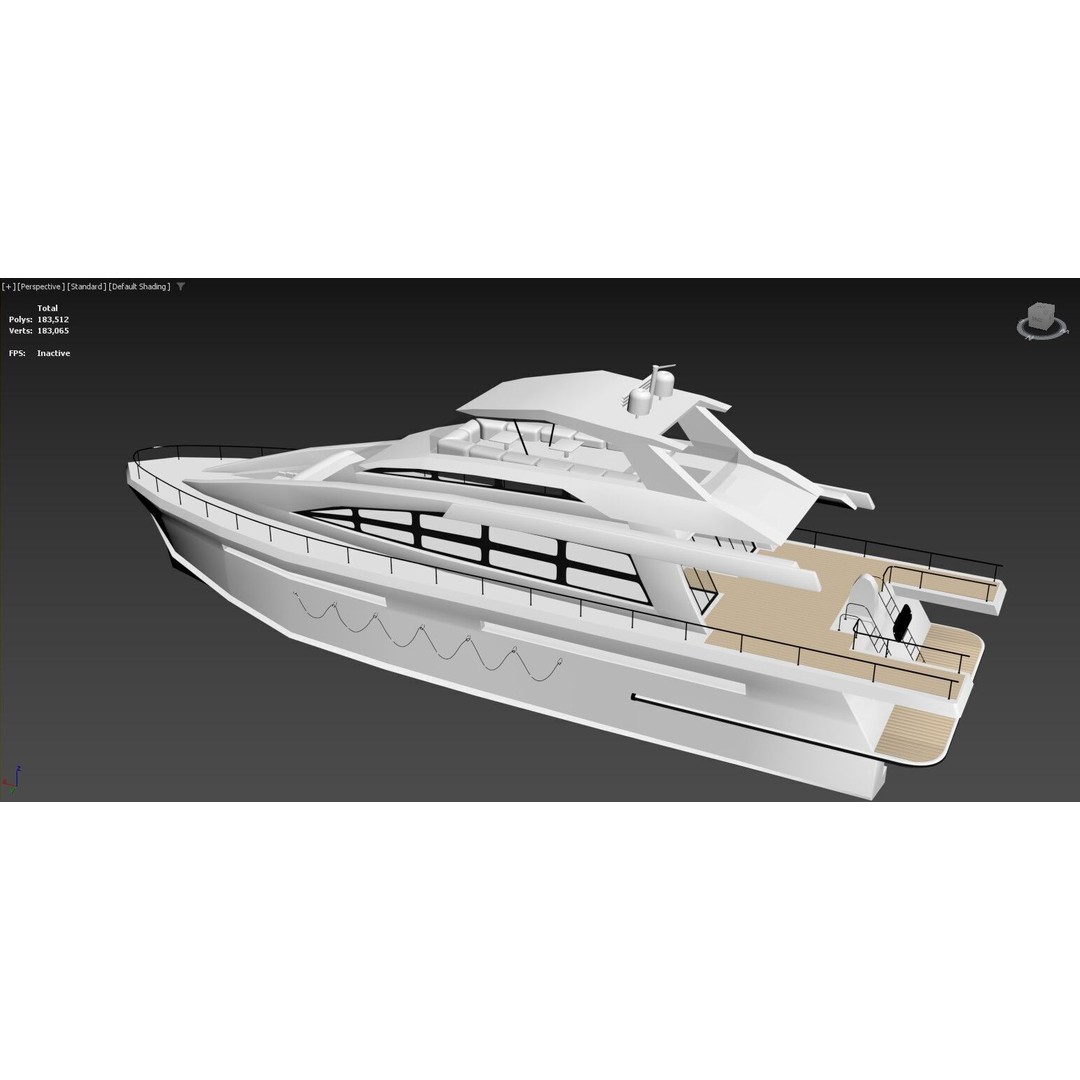 Luxury Yacht 3D Model – Modern Design, Game-Ready, FBX, OBJ - View 3