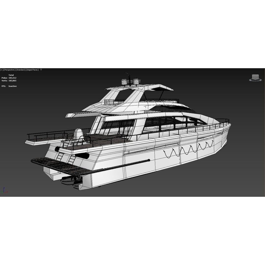 Luxury Yacht 3D Model – Modern Design, Game-Ready, FBX, OBJ - View 4